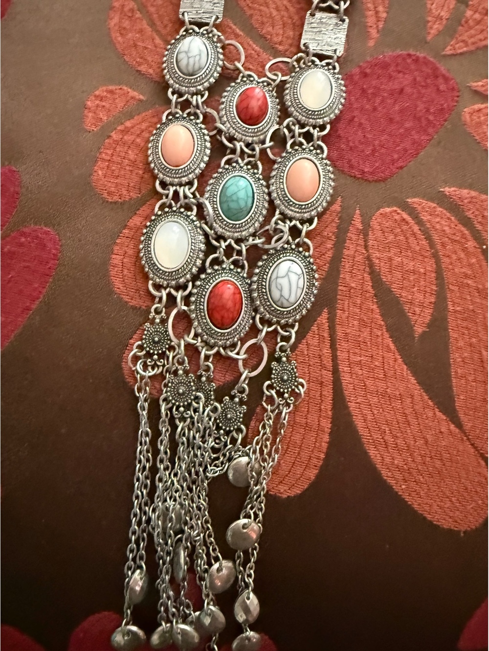 Unique fringe native tribal necklace gaudy large bohemian